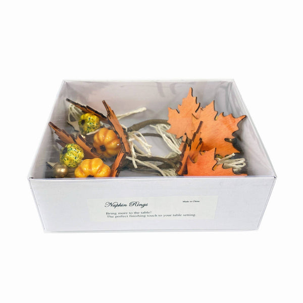 Pack of 6-Wood Maple pumpkin Napkin rings for Thanksgiving - Lulu Bella Boutique