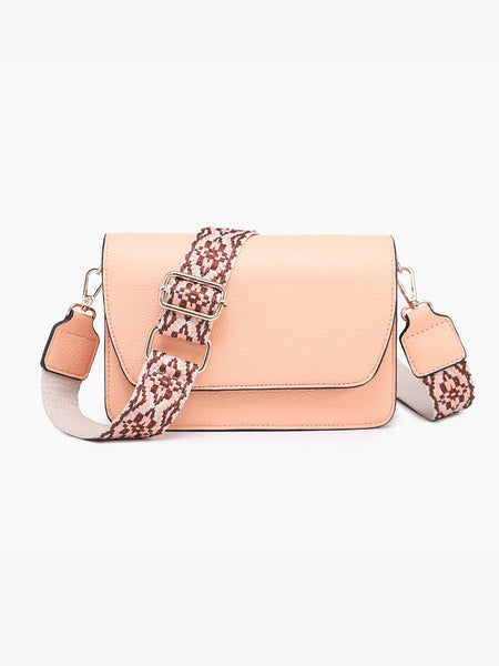 M2278 Noah Flapover Crossbody w/ Guitar Strap: Black - Lulu Bella Boutique