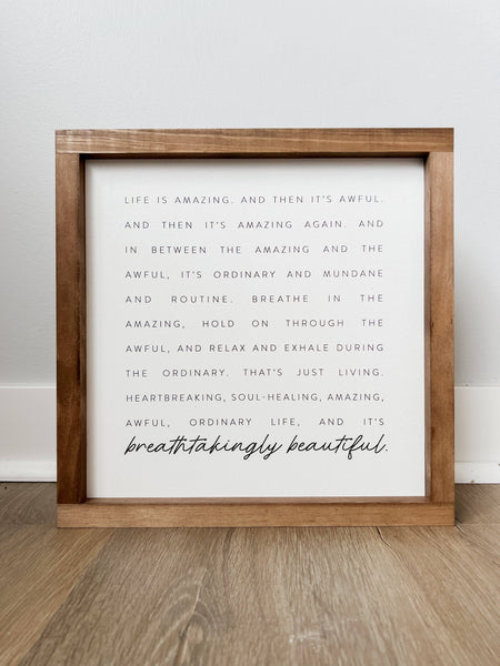 Life Is Amazing and then It's Awful (Sq) | Wall Art: Black / Light Oak / 13x13" - Lulu Bella Boutique