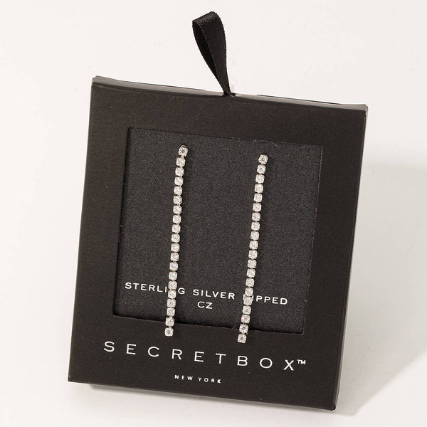 Secret Box Rhinestone Chain Dangle Earrings: GD - Lulu Bella Boutique