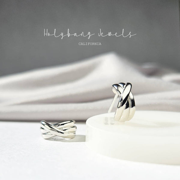 DAINTY BRAIDED EARRINGS - E-H4181: SILVER / ONE SIZE - Lulu Bella Boutique