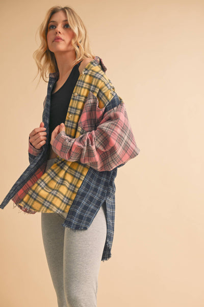 Nella Multi Color Plaid Flannel Shirt: Blue/Pink/Yellow / Contemporary