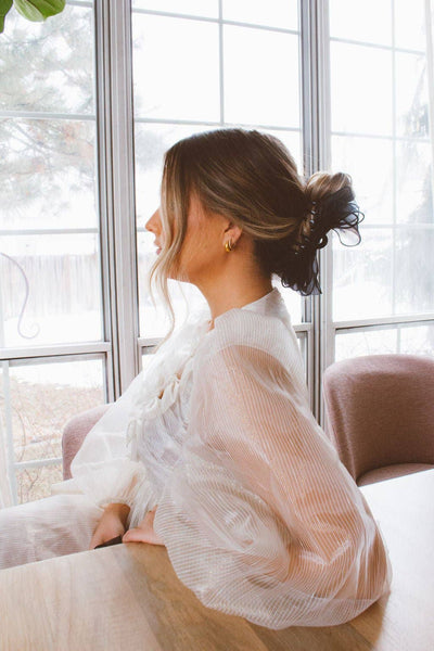 Fancy Bow Claw Clip - Multiple Colors: Black - Lulu Bella Boutique