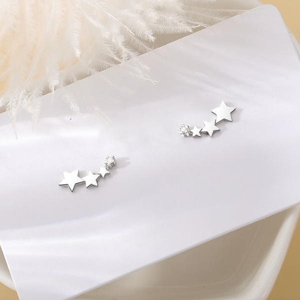 E066 star stud earrings, silver stud, star earring, climber - Lulu Bella Boutique