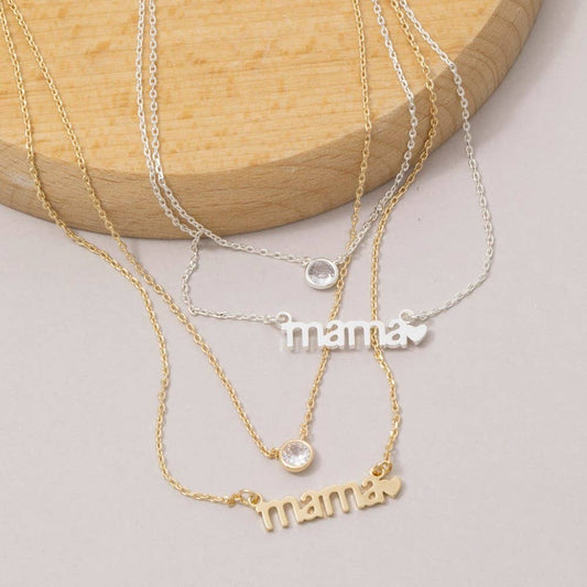 14K Gold Dipped Layered Mama Cz Necklace: GD - Lulu Bella Boutique