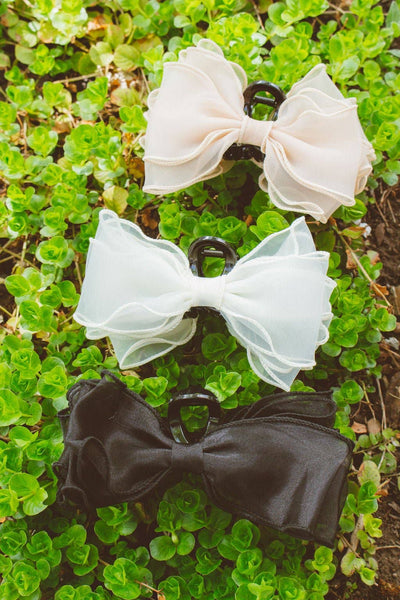 Fancy Bow Claw Clip - Multiple Colors: Black - Lulu Bella Boutique