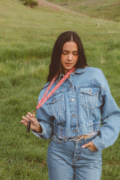 Red Checkered Lanyard - Lulu Bella Boutique