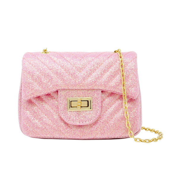 Classic Glitter Wave Handbag: Pink - Lulu Bella Boutique