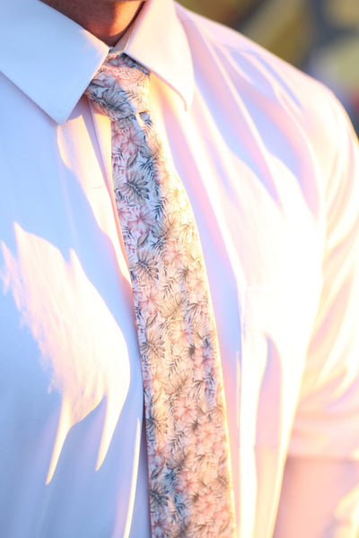 Mahalo - Tropical Hibiscus Tie: 2.5" Slim/Skinny Tie - Lulu Bella Boutique