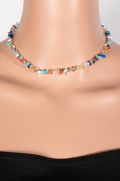 Pebble Stone Beaded Necklace: GDTQ - Lulu Bella Boutique