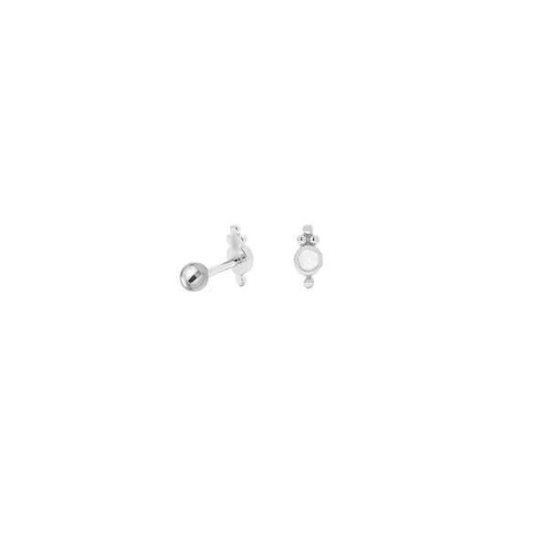 CZ Diamond Trinity Screw Flat Back Earrings: Silver - Lulu Bella Boutique