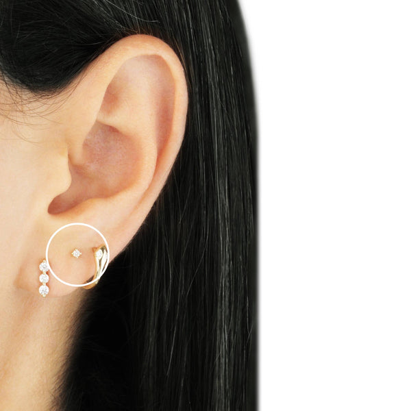 Classic CZ Tiny Diamond Screw Flat Back Earrings: Gold - Lulu Bella Boutique