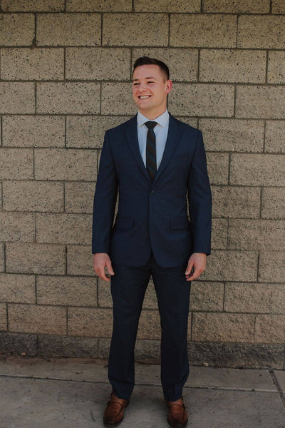 Kutcher - Blue and Brown Striped Tie: 3.25" Standard Tie - Lulu Bella Boutique