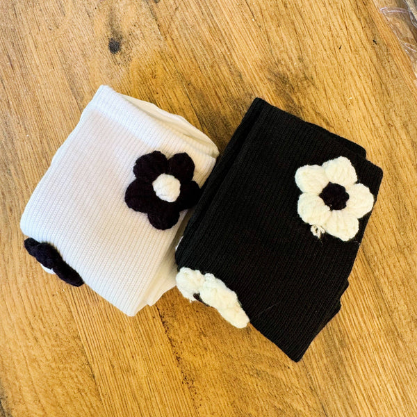Puffy Daisy Embellished Socks Set Of 2 - Lulu Bella Boutique