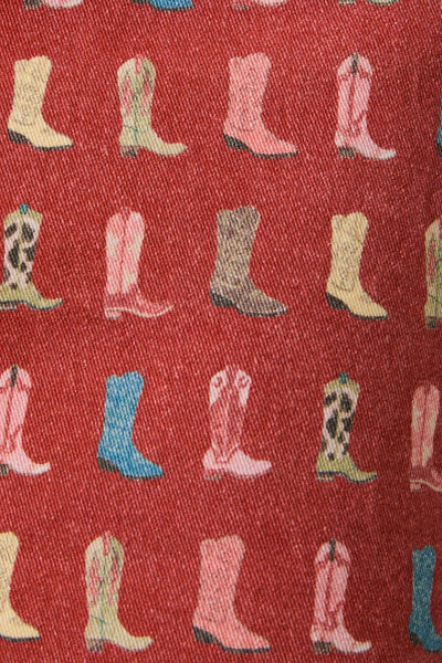 STRETCHY WESTERN BOOT PRINTS WASHED MINI SKIRT - Lulu Bella Boutique