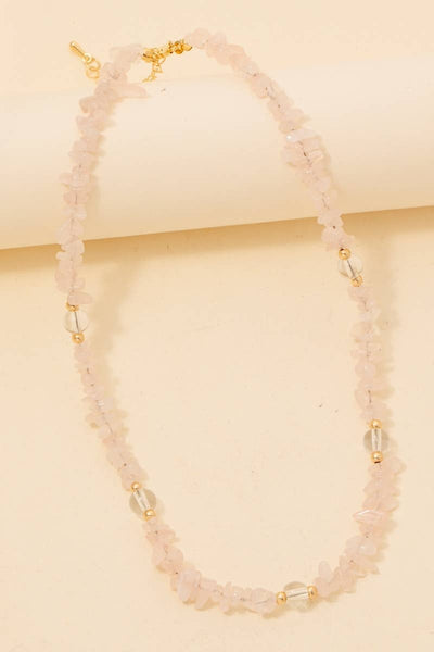 Pebble Stone Beaded Necklace: GDTQ - Lulu Bella Boutique