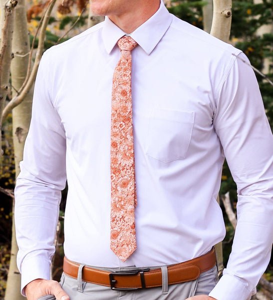 Cider - Orange Floral Autumn Tie: 3.25" Standard Tie - Lulu Bella Boutique