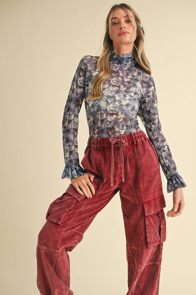 Sheer Floral Mesh Top - Lulu Bella Boutique
