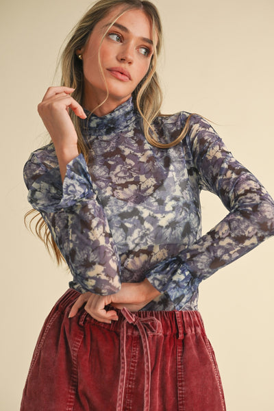 Sheer Floral Mesh Top - Lulu Bella Boutique