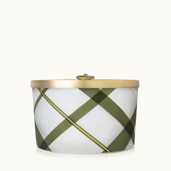Frasier Fir Frosted Plaid 3-Wick Candle - Lulu Bella Boutique