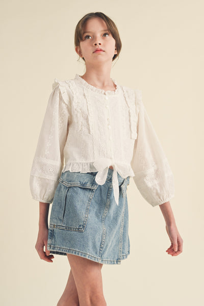 Girls Button Down Blouse - Lulu Bella Boutique