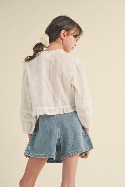 Girls Button Down Blouse - Lulu Bella Boutique
