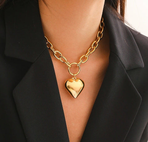 Chunky Heart Pendant Necklace
