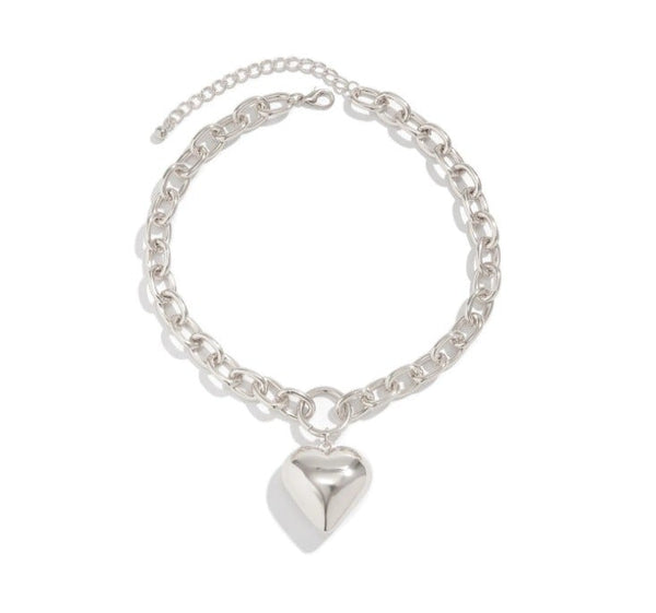 Chunky Heart Pendant Necklace - Lulu Bella Boutique