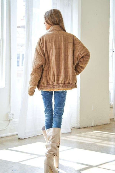 Washed Quilted Relaxed Fit Jacket in Extended Sizes - Lulu Bella Boutique