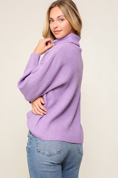 Drop Shoulder Turtleneck Sweater - Lulu Bella Boutique