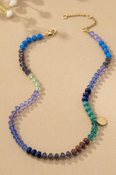 Colorful Beaded Necklace with Coin Charm - Lulu Bella Boutique