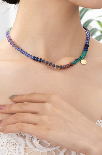 Colorful Beaded Necklace with Coin Charm - Lulu Bella Boutique