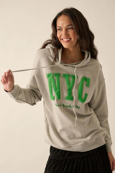 NYC Varsity Puff-Print Graphic Hoodie - Lulu Bella Boutique