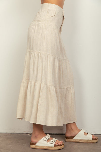 Linen Tiered Maxi Skirt - Lulu Bella Boutique
