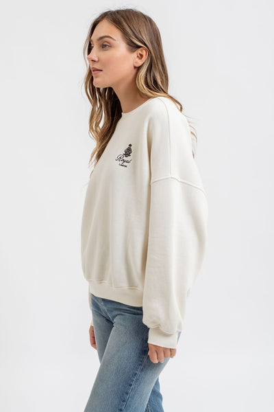Embroidered Oversize Pullover - Lulu Bella Boutique