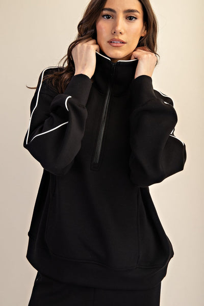 Scuba Quarter Zip Sweater - Lulu Bella Boutique