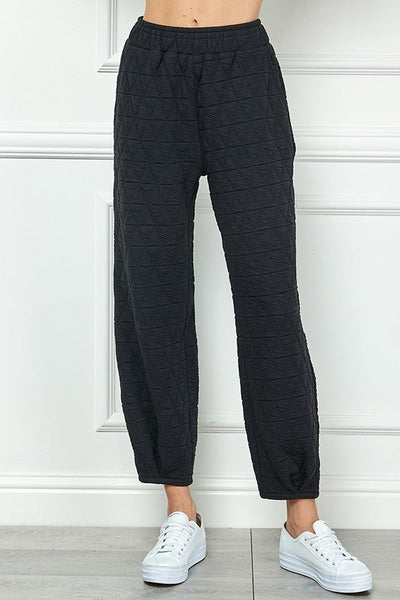 Quilted Lounge Set with Tucked Pants in Extended Size - Lulu Bella Boutique