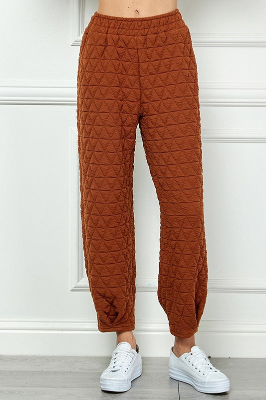 Quilted Lounge Set with Tucked Pants in Extended Size - Lulu Bella Boutique