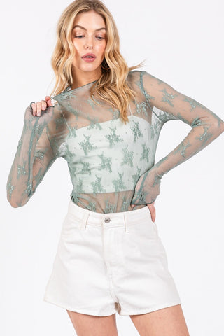 Long Sleeve Floral Lace Top
