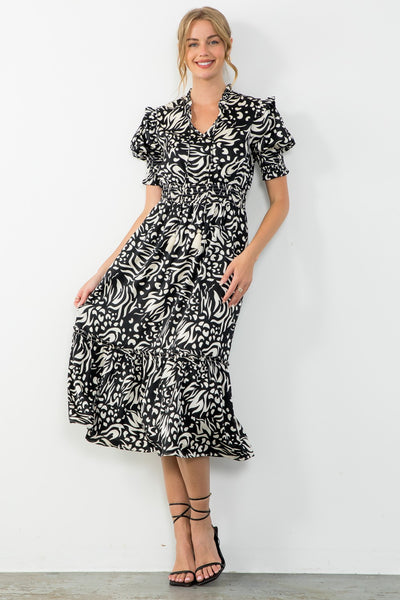 Smocked Waist Print Maxi Dress - Lulu Bella Boutique