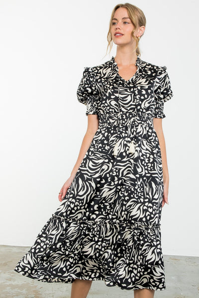 Smocked Waist Print Maxi Dress - Lulu Bella Boutique