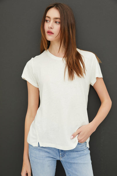 Classic Round Neck Split Hem Tee - Lulu Bella Boutique