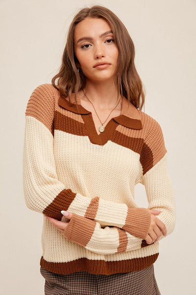 Open Collared Sweater - Lulu Bella Boutique
