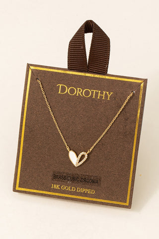 Gold Dipped Studded Heart Pendant Necklace