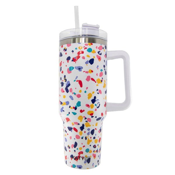 Confetti Print Tumbler Cup with Handle - Lulu Bella Boutique