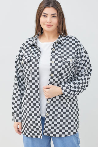 Textured Check Jacket in Extended Sizes