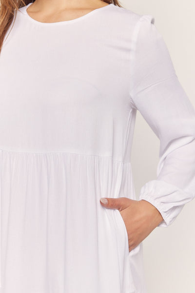 Tiered Mesh White Dress - Lulu Bella Boutique