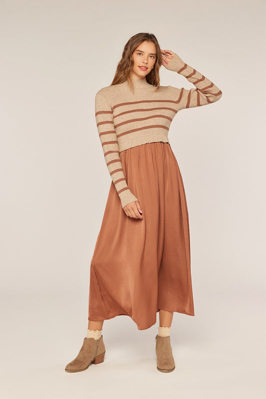 Satin Sweater Mixed Dress