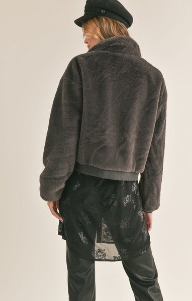 Nadine Faux Fur Bomber Jacket - Lulu Bella Boutique