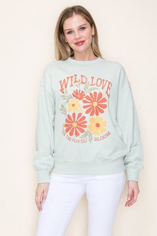 "Wild Love" Flower Graphic Sweatshirt